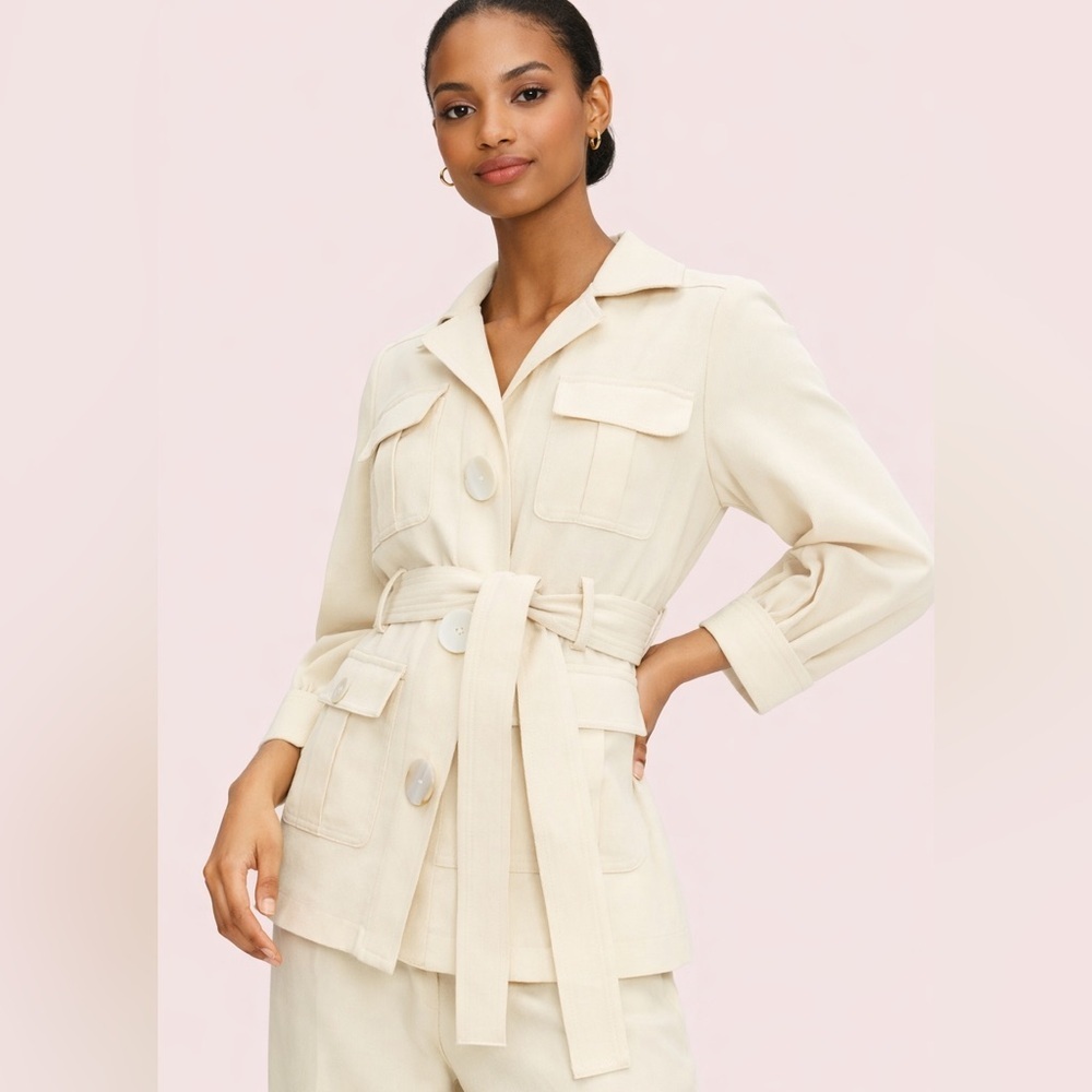 Kate Spade Luxe Twill Jacket in Sugar Cookie